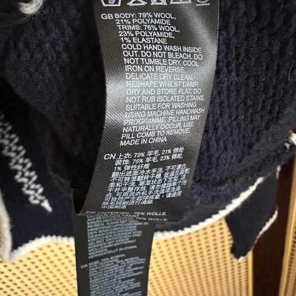 NWOT Reiss Navy Blue White Argyle Knit Wool Blend Pullover Sweater Size Large - Picture 8 of 9